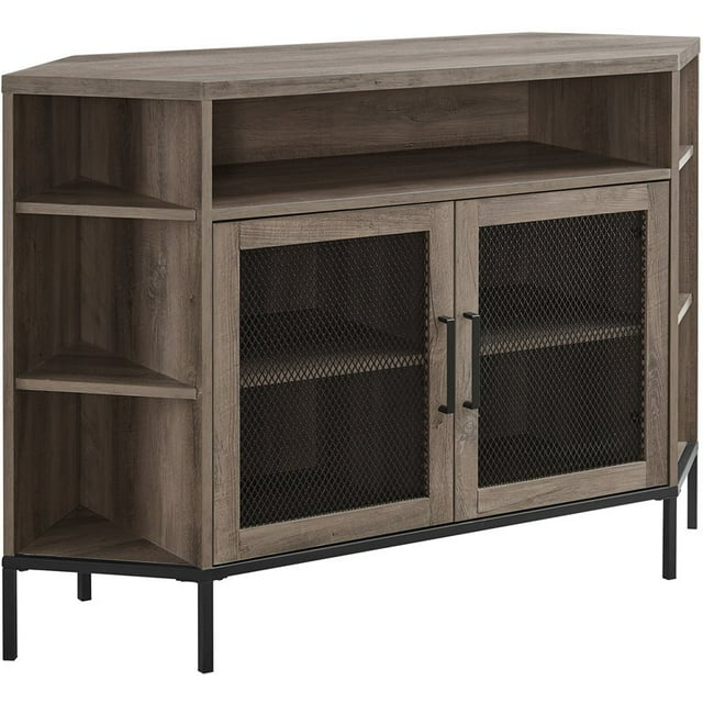 Maverick 48" Mesh Porte Coin TV Stand avec Étagère Réglable en Lavage Gris