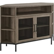 Maverick 48" Mesh Door Corner TV Stand with Adjustable Shelf in Gray Wash