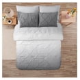 thumbnail image 3 of 7 Piece Comforter Set Bed in a Bag Ombre Pintuck Design All Season Soft Down Alternative Bedding Comforter Set & Luxurious Matching Bed Sheets & Pillow Shams, Ombre Pintuck Gray, Queen, 3 of 6