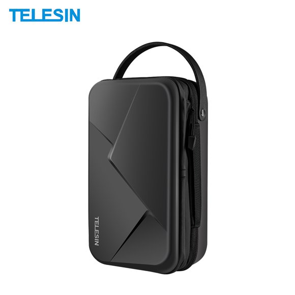 TELESIN Étui de Transport Rigide Étanche pour Caméra d'Action Sac de Protection Extensible Grande Capacité avec Sangles Compatible avec GoPro Hero 5/6/7/8 Noir Osmo Action One R/One X Caméra