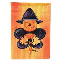 Carolines Treasures 8183-FLAG-PARENT Halloween Pumpkin Bat Fleur de lis Flag  multicolor