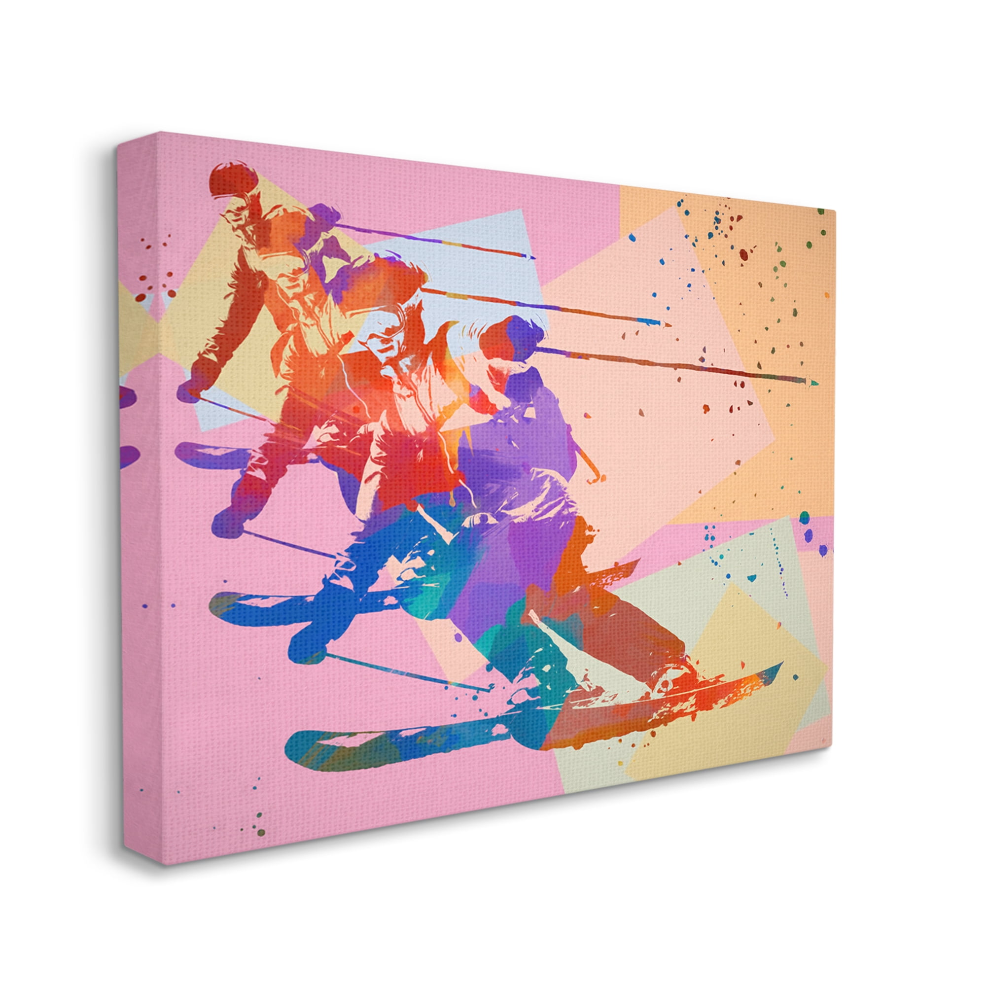 Stupell Industries Pop Style Winter Skiing Sports Painting Gallery Wrapped Canvas Art Print Wall Art, 20 x 16