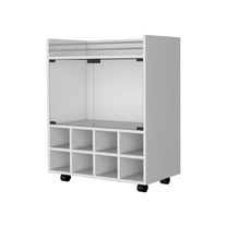 HomeRoots White Rolling Bar Cart With Wine Storage