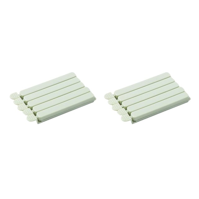 QualitChoice 5pcs Bag Clips Reusable Tie Plastic Storage Sealing Fridge Freezer Food Fresh green S 2Set