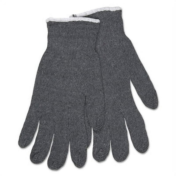 Multipurpose String Knit Gloves, Large, Knit Wrist, Regular Weight, Gray | 1 Dozen