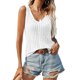 thumbnail image 1 of Sin mangas de cable de punto tanque V escote Color puro Cable de punto tanque camiseta para mujeres citas, 1 of 4