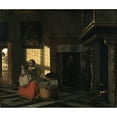 thumbnail image 2 of Pieter De Hooch 17x15 Gold Ornate Wood Frame and Double Matted Museum Art Print Titled - Interior with a Mother Close to a Cradle (circa 1665 Until 1665), 2 of 4