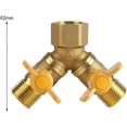 thumbnail image 2 of 2 Way Tap Connector Adapter Hose Splitter To Split 1/2in Brass Taps Garden Watering Accessory, 2 of 4
