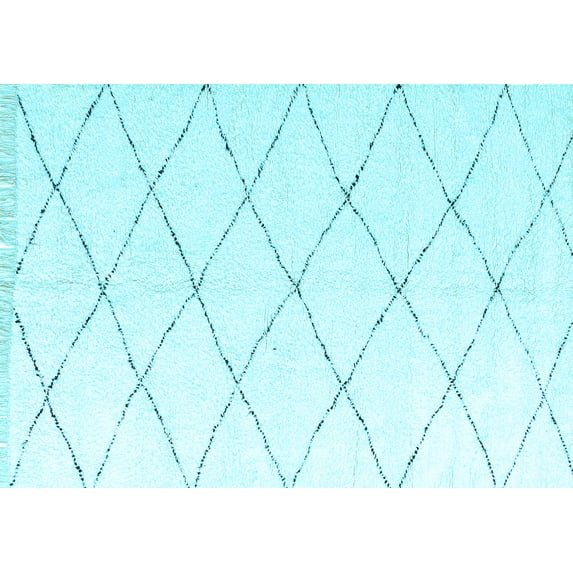 Ahgly Company Indoor Rectangle Solid Light Blue Modern Area Rugs, 6' x 9'