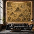 thumbnail image 6 of Megalithic Ruins and Artifacts Map in Sepia, Mysterious Vintage for History Lovers, Archaeological Decor, Housewarming Gift Tapestry Wall Hanging for Living Room and Bedroom, 6 of 7