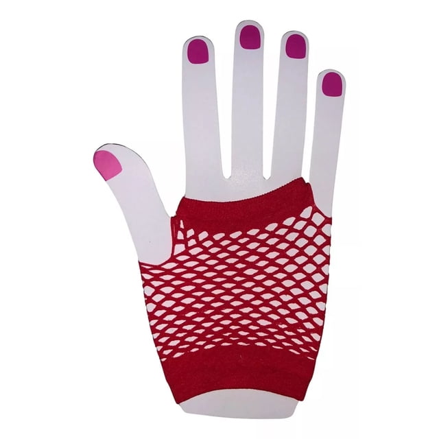 Guantes Red Malla Cortos Moda Cosplay Kpop Emo Rock 80s 90s