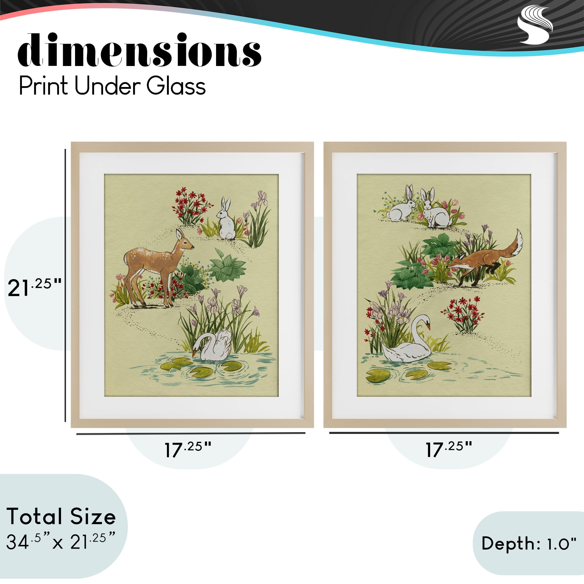 Stupell Industries Spring Animals in Nature 2 Piece Birch Framed Print Under Glass Set, design by Grace Popp