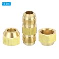 thumbnail image 3 of Uxcell 3/8" OD Brass Flare Union Connector, 3 Set Copper Double Pipe Extension Fitting with Nut, 1.52x0.63", 3 of 6