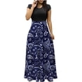 thumbnail image 2 of SMihono Robe d'Été pour Femmes Grande Taille Mode Femmes Été Imprimé Décontracté Col Rond Manches Courtes Longue Robe, 2 of 4