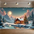 thumbnail image 3 of Snowy Theme Christmas Banner Christmas Tree Decor Winter Display Full Moon Design Mountain View Snowy Backdrop for Christmas Party Winter Holiday Home Decoration, 3 of 9