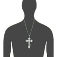 thumbnail image 2 of Large Sterling Silver Cross without Jesus Pendant Necklace with Diamond Cuts, 2 of 2