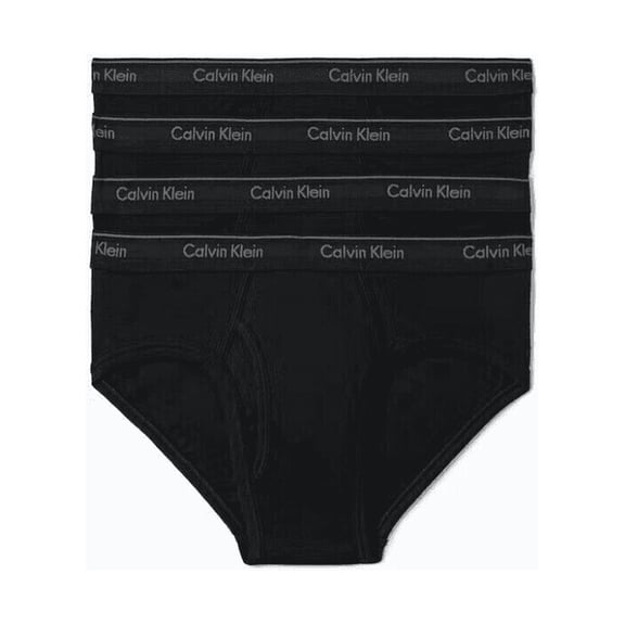 Calvin Klein Men's Underwear Classics 4-Pack Cotton Hip Briefs, Black, Small