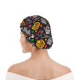thumbnail image 6 of Yiaed Pumpkin And Flying Bat Print Reusable Shower Cap & Bath Cap & Lined, Oversized Waterproof Shower Caps Designed for all Hair Lengths, 6 of 7