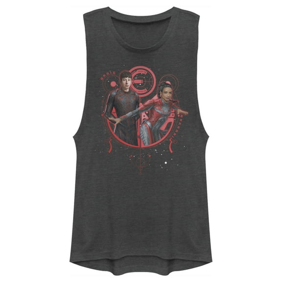 Junior's Marvel Eternals Druig and Makkari Duo  Festival Muscle Graphic Tee Charcoal X Small