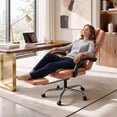 thumbnail image 7 of Vyrox Ergonomic Executive Office Chair with Massage Lumbar Support & Footrest, Reclining High-Back PU Leather Desk Chair, Brown, 7 of 7