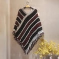 thumbnail image 2 of kaondbfi Women's Outdoor Travel Essentials Accessories Scarf for Women Casual Long Sleeve Shawl Wrap Ponchos Winter Warm V Neck Poncho Sweater Travel Asymmetric Hem Pullover, 2 of 4