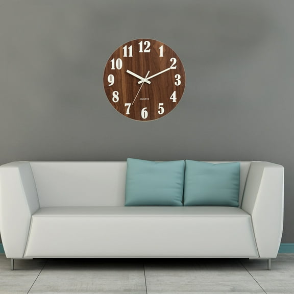 GOOHOCHY  12 Inch Luminous Wooden Wall Clock Decorative Night Light