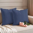 thumbnail image 2 of Navy Blue Striped Outdoor Pillow Covers, Waterproof Decorative Throw Pillowcases Set of 2, Navy Blue White Farmhouse Stripes Couch Cushion Cases with Zipper for Outside Patio Garden Sofa 18"x18", 2 of 9