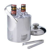Ice Bucket - 1.3L Double Wall Ice Bucket with Lid,Stainless Steel Ice Bucket Insulated with Tongs and Strainer,Small Cooler for Whisky Cocktail Bar Chilling Home Parties,Keep Cooling for 8h