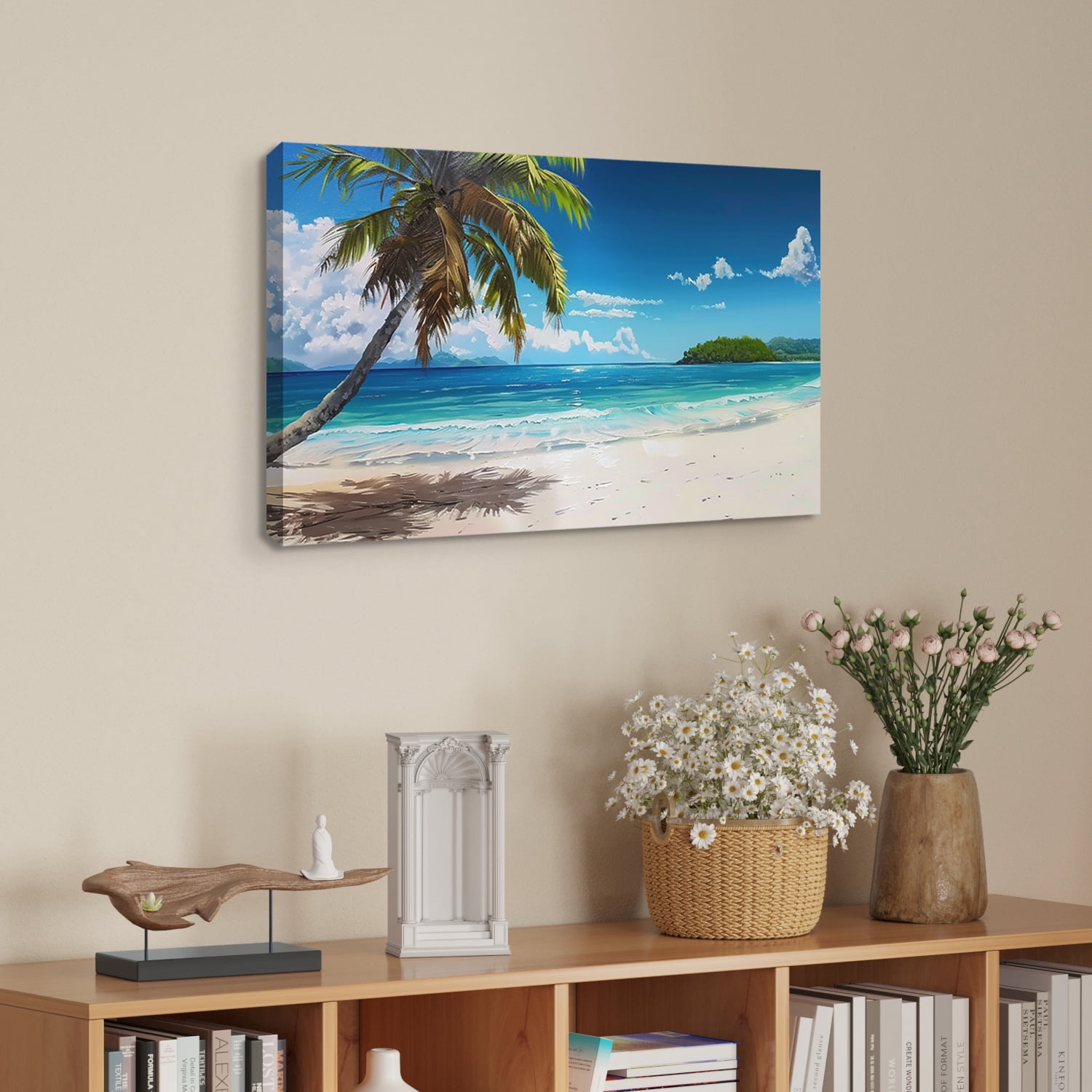 Ocean Wall Art Palm Wall Decor A Coconut Tree Canvas art Framed wall art Painting For Livingroom Decor Office Bedroom Decoration