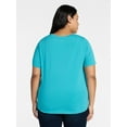 thumbnail image 3 of Terra & Sky Women's Plus Size V-Neck Tee with Short Sleeves, Sizes 0X-4X, 3 of 5