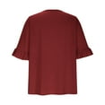 thumbnail image 5 of LADIGASU Women Sexy Short Sleeve Sequins Loose Polluer Solid V-Neck Blouse Shirt, 5 of 9