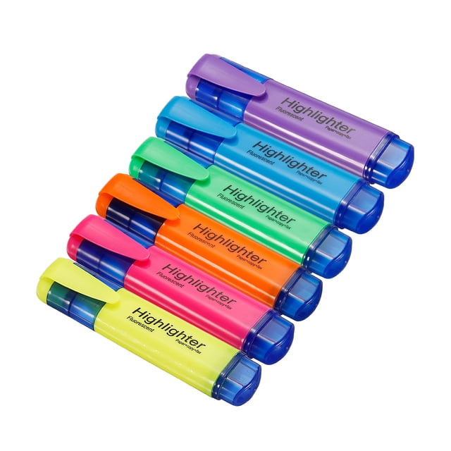Uxcell Marcador Resaltador a Base de Agua Punta Ancha 6 Colores 1 Set