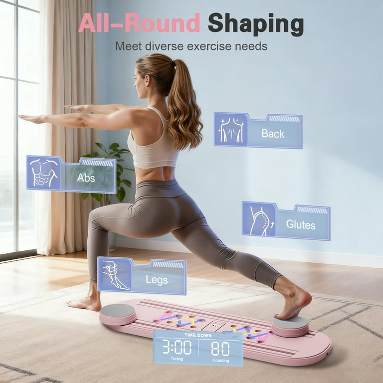 Pilates Reformer Board 6 In 1 Pieghevole Con Fasce Elastiche E Barra Flessioni | Attrezzo Per Addome E Allenamento Completo - 4