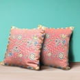 thumbnail image 4 of HomeRoots 481907 5 x 26 x 26 in. Peach & Blue Bird Blown Seam Floral Indoor & Outdoor Throw Pillow, 4 of 5