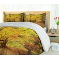 thumbnail image 5 of Ambesonne Landscape Duvet Cover Sets, Fall Trees Leaf Road, 2-Queen, Ginger Yellow Marigold, 5 of 7