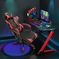 thumbnail image 4 of Gymax Chaise de Bureau Pivotante Inclinable avec Support Lombaire Rouge, 4 of 10