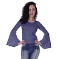 thumbnail image 1 of Moomaya T-Shirt à Manches Longues Évasées pour Femmes, Col Rond, Uni, Coupe Décontractée, T-Shirt d'Été, 1 of 5