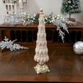 thumbnail image 2 of White Resin Christmas Tree Ornament Small Tabletop Decor for Mantel Shelf Winter Village Scene Holiday Centerpiece(Pink), 2 of 5