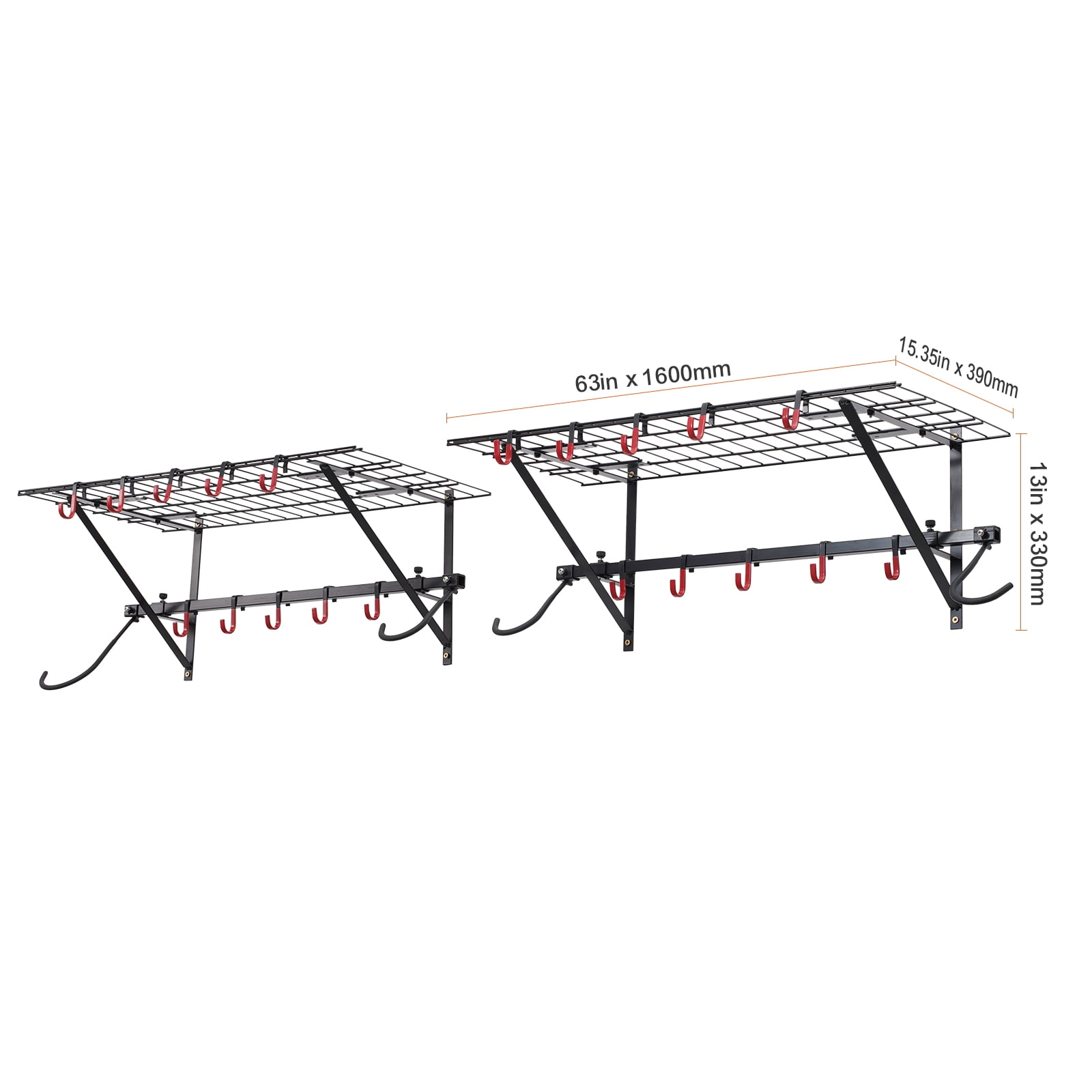KFFKFF Bicycle Storage Solution, Wall-Mounted Rack for 4 Bikes, Includes Dual Shelving, Home & Garage Space Saver, Adapts to Different Bicycle Sizes