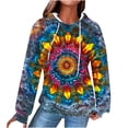 thumbnail image 4 of Tqcoqu Women's Tie Dye Waffle Knit Hoodie,Drawstring Hood Long Sleeve Casual Pullover Plus Size Sweatshirt with Kangaroo Pocket, 4 of 5