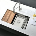 thumbnail image 2 of 30 Inch Stainless Steel Single Bowl Undermount Workstation Double Ledges Kitchen Sink With Sliding Accessories, 2 of 13