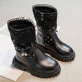 thumbnail image 5 of gcong Girls Mid Calf Boots Velvet Winter Fashion Boots Leather High Boots For Children, 5 of 8