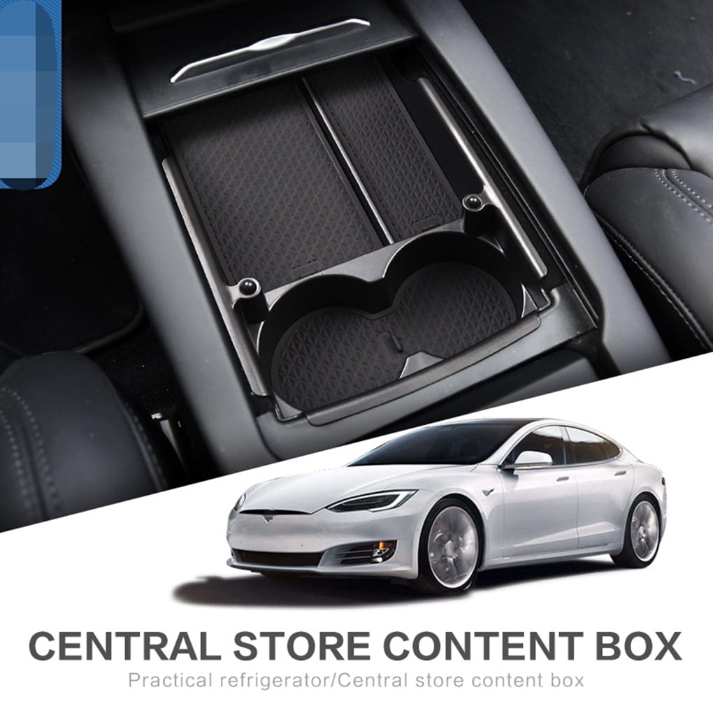Wadoy Center Console Organizer Replacement for Tesla Model S X 2016 2017 2018 Armrest Storage Box with Cup Holder