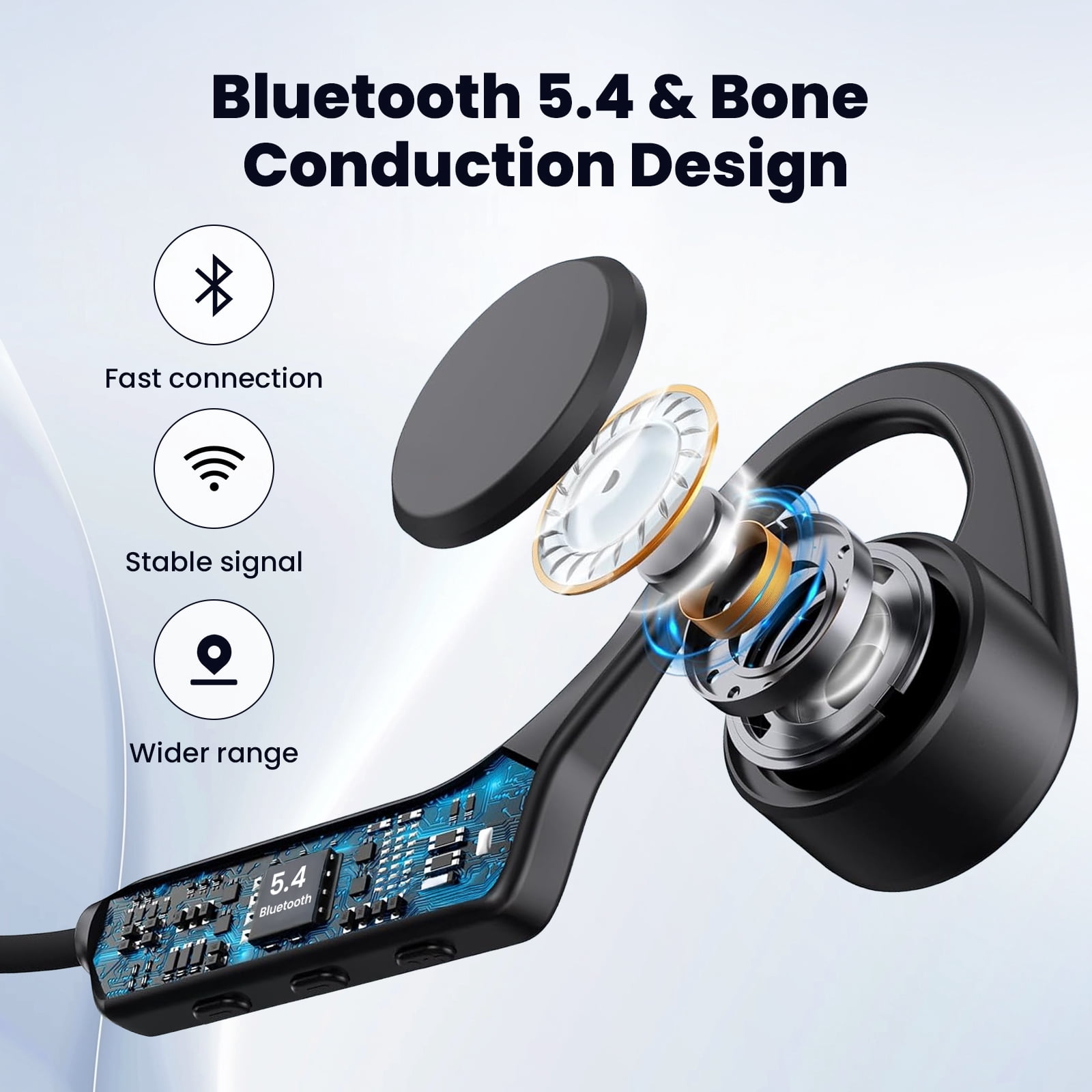 ETEPEHI Bone Conduction Headphones - Bluetooth 5.4 Open Ear Headphones, Premium Loud Sound 10Hrs Playtime Bluetooth Headphones - IPX5 Waterproof Sports Headset for Running, Cycling, Walking