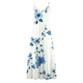 thumbnail image 4 of Viikei Women Dress Summer Maxi Dresses,Fashion Women Summer Casual Solid V-Neck Camis Sleeveless Long Dress Blue S, 4 of 5