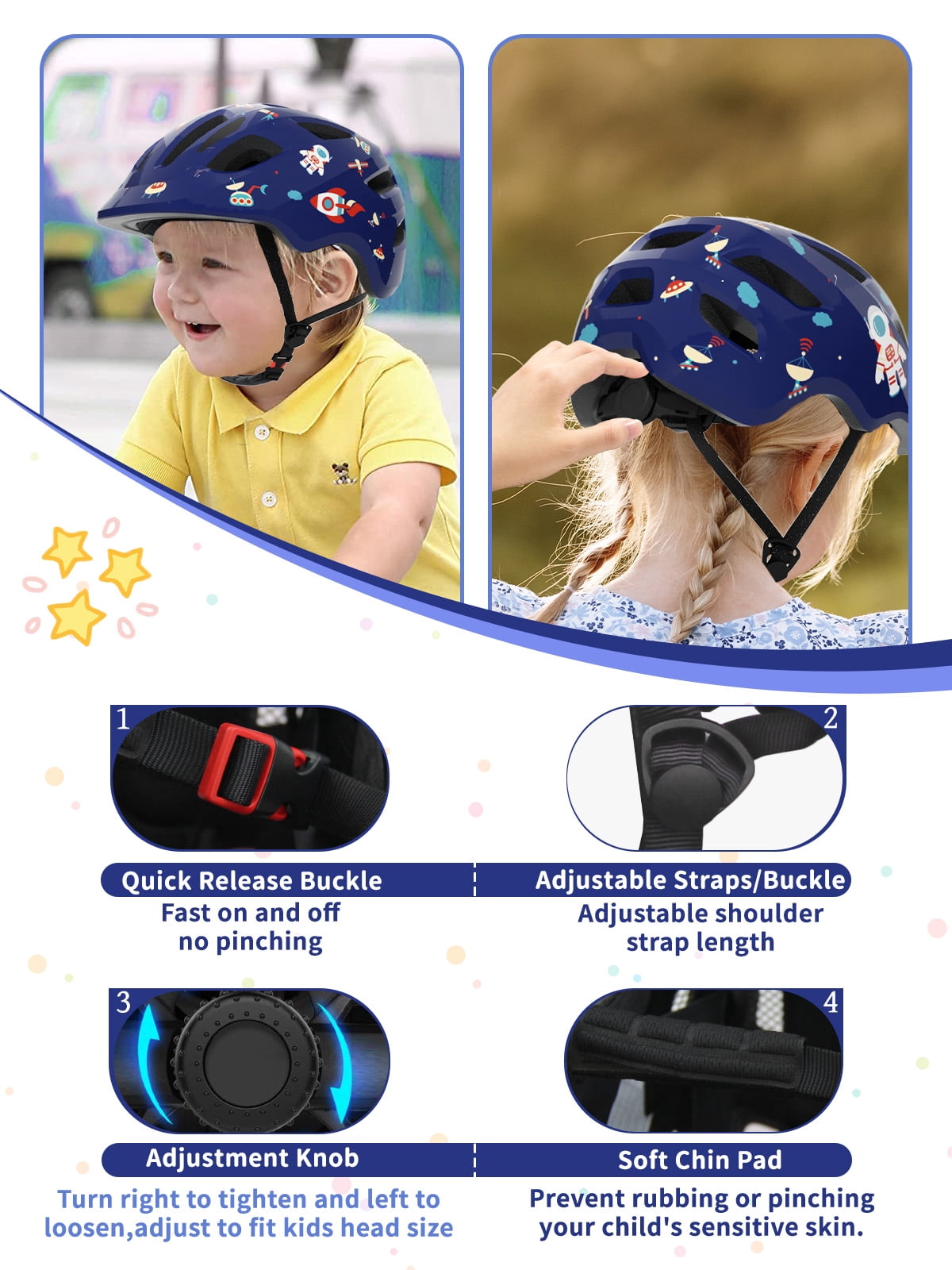 KORIMEFA Kids Bike Helmet Toddler Bicycles Helmets, Multi-Sport Protective Gear Set for 3-5-8-14 Years Boys Girls with Knee Elbow Pads Wrist Guards for Cycling,Skateboarding,Skating Scooter