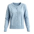 thumbnail image 6 of GEWSEY Women's Polka Dot Cardigan Oversized Open Front Sweater Button Down Knit Outerwear Cozy Sweaters Fall Winter Trendy Cute Teacher Cardigans (Sky Blue, L), 6 of 6