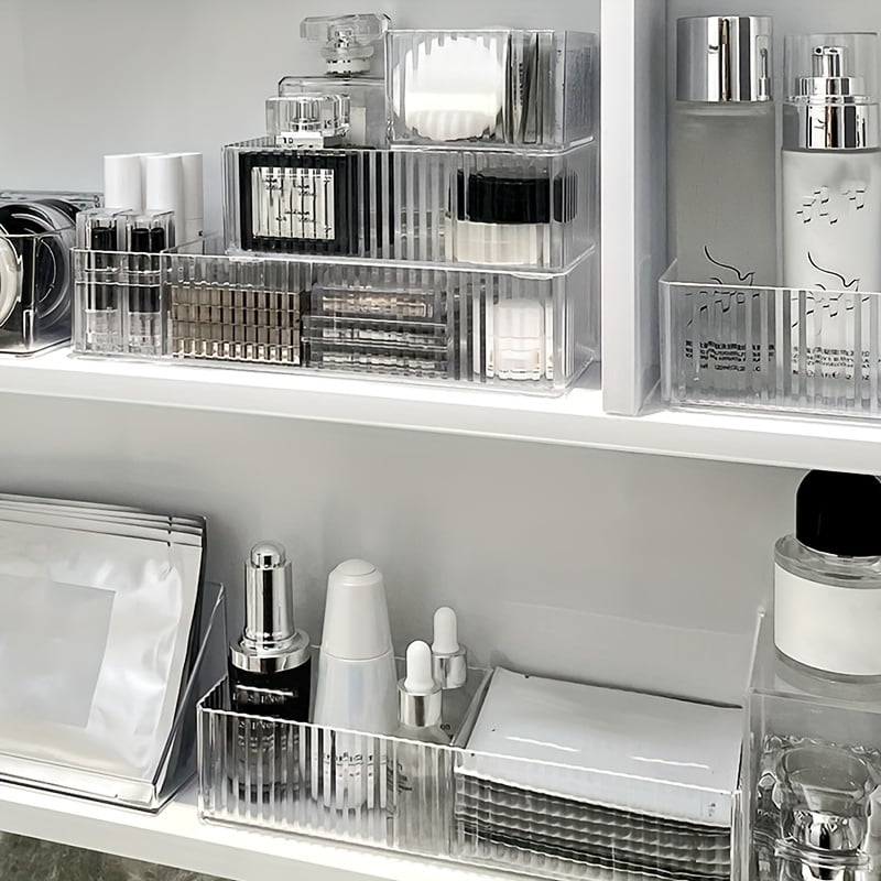 7pcs Clear Drawer Organizers Set, 4 Sizes Plastic Vanity Drawer Organizers And Storage Bins, Desk Drawer Organizer Trays For Makeup, Bathroom And Kitchen