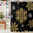 thumbnail image 6 of Christmas Gold Snowflake Shower Curtains for Bathroom, Winter Xmas Black Background Waterproof Fabric Shower Curtain for Bathroom Bathtub Decoration, Machine Washable, 72"x72", 6 of 9