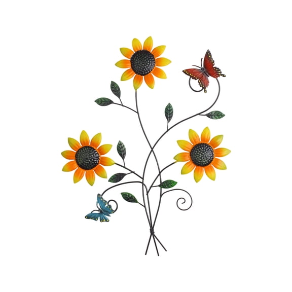 Orangide Metal Sunflower Decor Garden Wall Hanging Wrought Iron Ornament Wall Hanging for Outdoor Fence Patio Spring Summer Decor